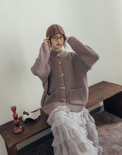 Load image into Gallery viewer, Ox Horn Button Stand-up Collar Thick Knitted Jacket