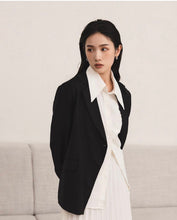 Load image into Gallery viewer, Single-Button Thin Shoulder Pads Oversized Classic Blazer