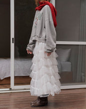 Load image into Gallery viewer, Multi-Layered Puffy Lace Maxi Skirt