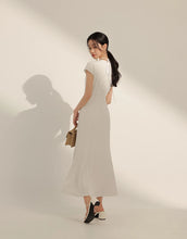 Load image into Gallery viewer, V-neck Cover Sleeve Waist Mermaid Long Dress