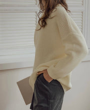 Load image into Gallery viewer, Round Neck Drop Shoulders, Loose-fitting Knitted Long Sweater