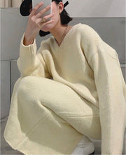 Load image into Gallery viewer, Oversized Casual V-neck Brushed Sweater