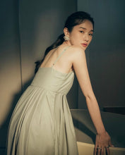 Load image into Gallery viewer, Flat-neck Pleated High-Waisted Thin Shoulder Strap Long Dress
