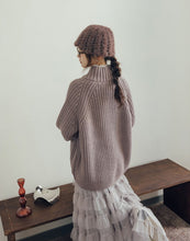 Load image into Gallery viewer, Ox Horn Button Stand-up Collar Thick Knitted Jacket