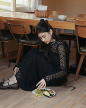 Load image into Gallery viewer, THIN SHOULDER STRAP LACE LONG DRESS