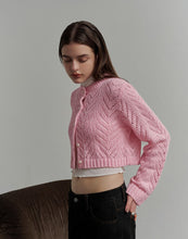 Load image into Gallery viewer, Three-Dimensional Pearl Basket Hollow Knitted Cropped Cardigan