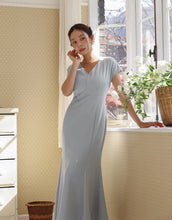 Load image into Gallery viewer, V-neck Cover Sleeve Waist Mermaid Long Dress
