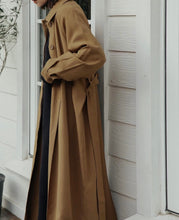Load image into Gallery viewer, Rayon Puff Sleeves Belt-Up Loose Trench coat