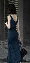 Load image into Gallery viewer, Elegant Fitting Rayon V-neck Dress(Gray blue color can reorder)