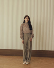 Load image into Gallery viewer, Sheer Higher Neckline Puff Sleeve Blouse