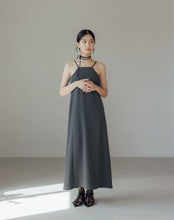 Load image into Gallery viewer, "Slightly Cut Shoulder Flat Collar Thin Shoulder Strap Long Dress