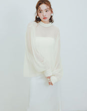 Load image into Gallery viewer, Elegant slightly transparent fine fold small turtleneck Blouse