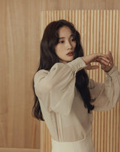 Load image into Gallery viewer, Sheer Higher Neckline Puff Sleeve Blouse