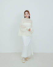 Load image into Gallery viewer, Elegant slightly transparent fine fold small turtleneck Blouse