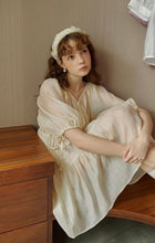 Load image into Gallery viewer, V-neck Puff Sleeve Backless Tie-Up Short Dress