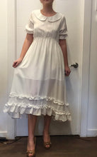Load image into Gallery viewer, Peter Pan Collar Puff Sleeve Smocked Waist Ruffle Swing Dress