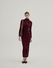 Load image into Gallery viewer, Straight Ribbed Lapel Knitted Long Dress