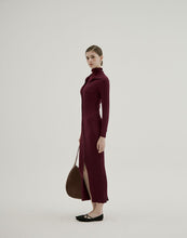 Load image into Gallery viewer, Straight Ribbed Lapel Knitted Long Dress