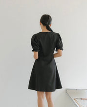 Load image into Gallery viewer, Wrinkled V-neck Princess Sleeve A-line Short Dress