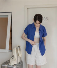 Load image into Gallery viewer, Cotton Off-shoulder Buttons Front Loose Shirt