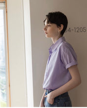 Load image into Gallery viewer, Cotton Off-shoulder Buttons Front Loose Shirt