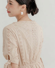 Load image into Gallery viewer, Eyelet Lace Tie Resort Cotton Dress