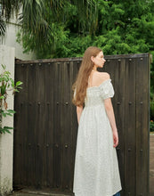 Load image into Gallery viewer, Puffy Sleeve Lotus Leaf Flora Long Dress