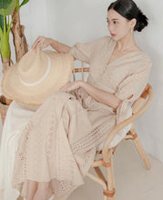 Load image into Gallery viewer, Eyelet Lace Tie Resort Cotton Dress