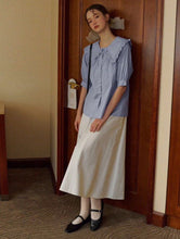 Load image into Gallery viewer, Lotus Leaf Large Collar Pearl Button Shirt