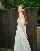 Load image into Gallery viewer, Puffy Sleeve Lotus Leaf Flora Long Dress