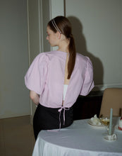 Load image into Gallery viewer, Double-layer Puff-sleeved Beautiful Back Drawstring Top