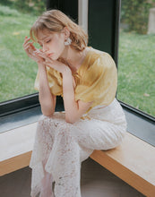 Load image into Gallery viewer, Puff Sleeve Drawstring Crop Cover Top