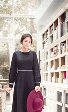Load image into Gallery viewer, Jagged Jacquard Contrast Trim Dress