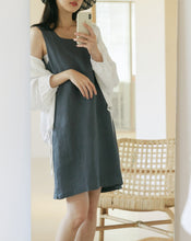 Load image into Gallery viewer, Cotton Linen Square Neck Vest Dress