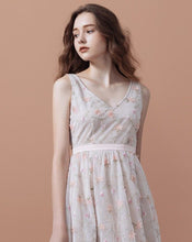 Load image into Gallery viewer, Spring Flower Embroidery Petal Long Dress
