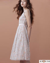 Load image into Gallery viewer, Spring Flower Embroidery Petal Long Dress
