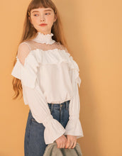Load image into Gallery viewer, Retro Sweet Translucent Lotus Leaf Collar Top