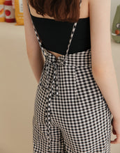 Load image into Gallery viewer, Simple V-neck Checked Jumpsuit with Spaghetti Straps