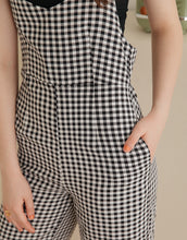 Load image into Gallery viewer, Simple V-neck Checked Jumpsuit with Spaghetti Straps