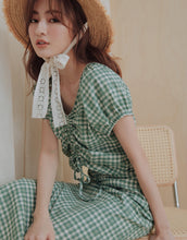 Load image into Gallery viewer, Check Drawstring Two Piece Dress