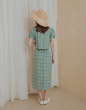 Load image into Gallery viewer, Check Drawstring Two Piece Dress