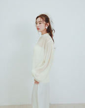 Load image into Gallery viewer, Elegant slightly transparent fine fold small turtleneck Blouse
