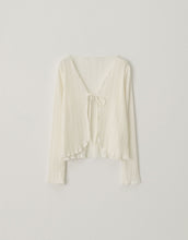 Load image into Gallery viewer, Tie-style Pleated Blouse Cardigan
