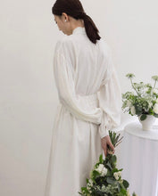 Load image into Gallery viewer, Elegant Ruffle Neck Button Front Puff Sleeves Rayon Blouse
