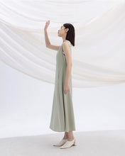 Load image into Gallery viewer, V-Neck Cut Front Hidden Pockets Long Satin Dress
