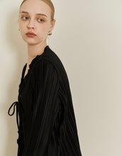 Load image into Gallery viewer, Tie-style Pleated Blouse Cardigan
