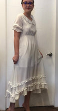Load image into Gallery viewer, Peter Pan Collar Puff Sleeve Smocked Waist Ruffle Swing Dress
