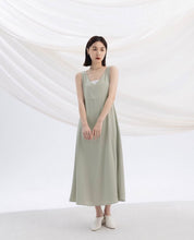 Load image into Gallery viewer, V-Neck Cut Front Hidden Pockets Long Satin Dress
