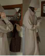 Load image into Gallery viewer, Rayon Puff Sleeves Belt-Up Loose Trench coat
