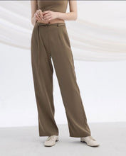 Load image into Gallery viewer, Button Ring Thin Belt Modified Glossy Trousers
